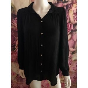 H&M Black Collared Button Up Top
